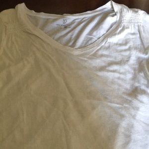 White shoulder sleeve top